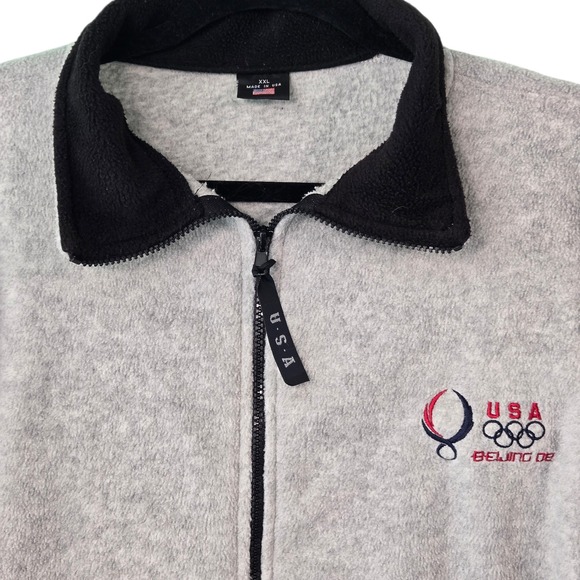 Team Usa Other - Team USA Beijing 2008 Olympics Fleece Jacket Grey Full Zip Mens XXL Made in USA